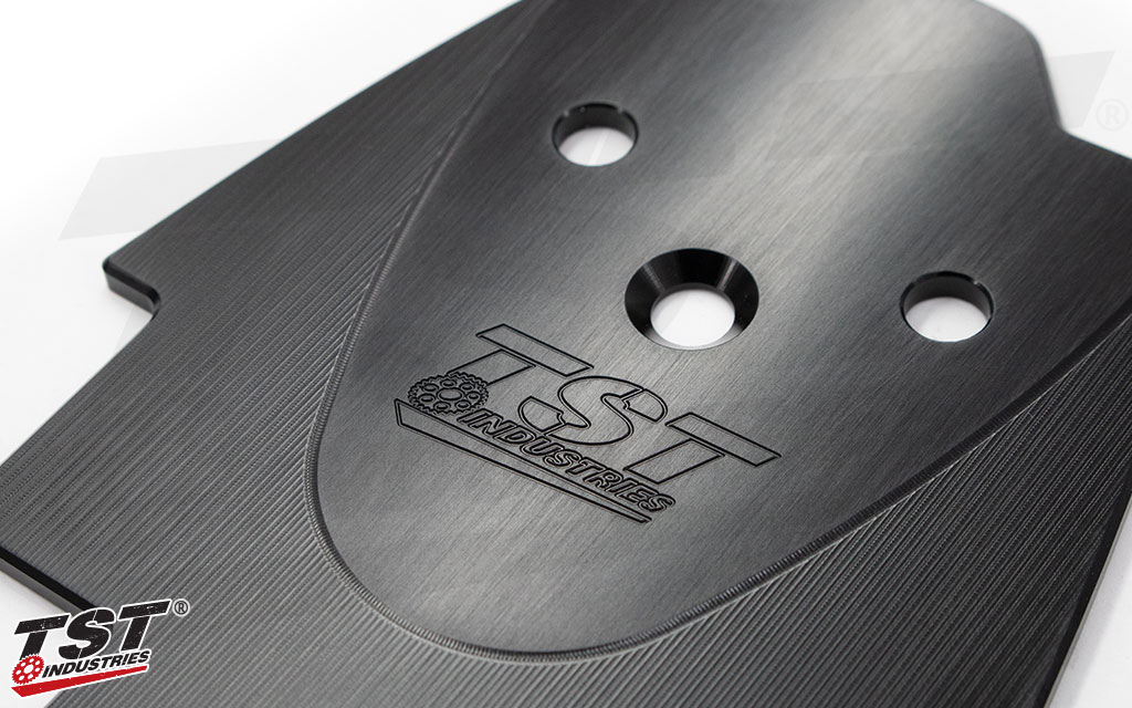 CNC machined undertail closeout features a durable black anodized finish.