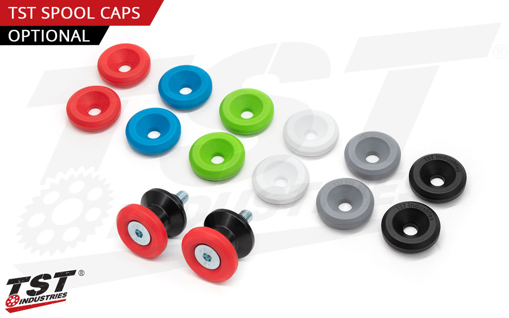 Optional TST spool caps available in a wide variety of colors.